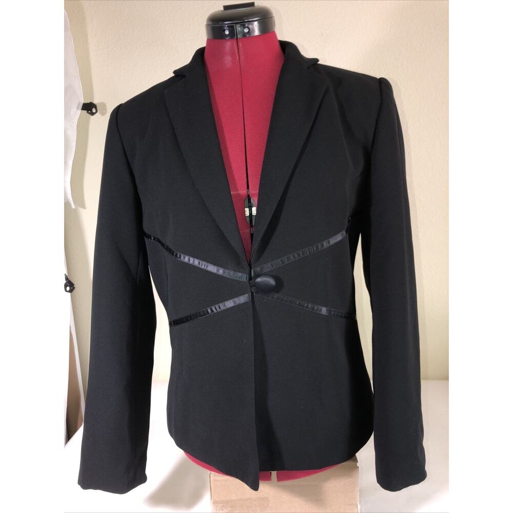 Blazer Jacket Black Career Work Office Wear Laura Petites 1 Button Womens Sz 2
